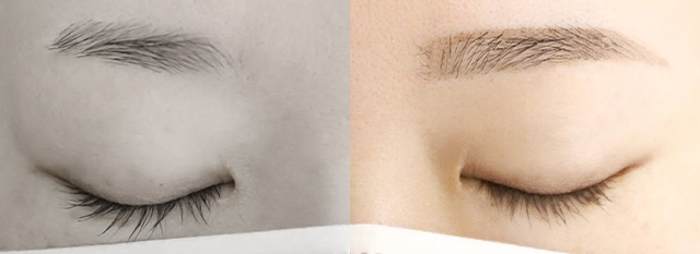 ティントによる眉毛の変化の写真